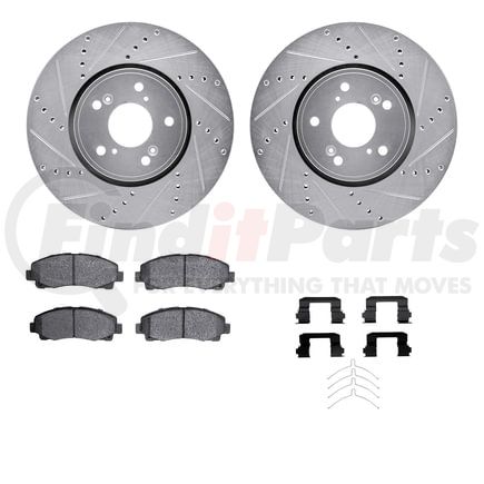 Dynamic Friction Company 7512-58036 Rotors-Drilled & Slotted-Silver w/ 5000 Advanced Brake Pads Incl Hdw