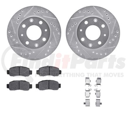 Dynamic Friction Company 7512-59002 Rotors-Drilled & Slotted-Silver w/ 5000 Advanced Brake Pads Incl Hdw