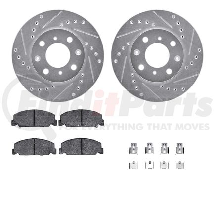Dynamic Friction Company 7512-59004 Rotors-Drilled & Slotted-Silver w/ 5000 Advanced Brake Pads Incl Hdw