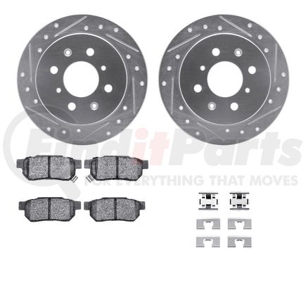 Dynamic Friction Company 7512-59008 Rotors-Drilled & Slotted-Silver w/ 5000 Advanced Brake Pads Incl Hdw