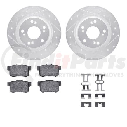 Dynamic Friction Company 7512-59034 Rotors-Drilled & Slotted-Silver w/ 5000 Advanced Brake Pads Incl Hdw