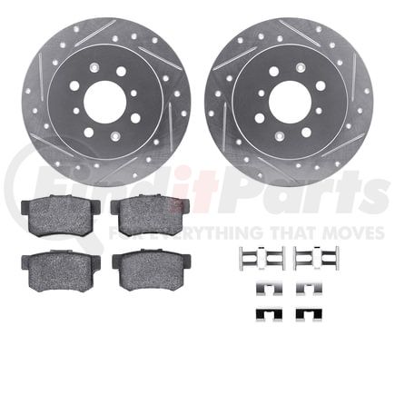 Dynamic Friction Company 7512-59042 Rotors-Drilled & Slotted-Silver w/ 5000 Advanced Brake Pads Incl Hdw