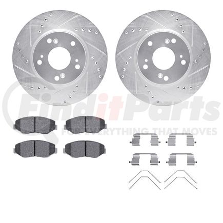 Dynamic Friction Company 7512-59047 Rotors-Drilled & Slotted-Silver w/ 5000 Advanced Brake Pads Incl Hdw