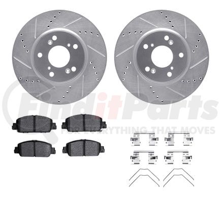 Dynamic Friction Company 7512-59052 Rotors-Drilled & Slotted-Silver w/ 5000 Advanced Brake Pads Incl Hdw