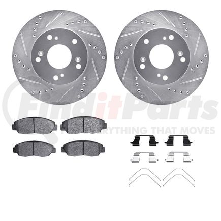 Dynamic Friction Company 7512-59051 Rotors-Drilled & Slotted-Silver w/ 5000 Advanced Brake Pads Incl Hdw