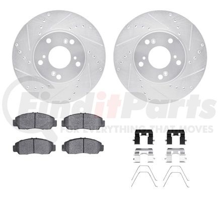 Dynamic Friction Company 7512-59063 Rotors-Drilled & Slotted-Silver w/ 5000 Advanced Brake Pads Incl Hdw