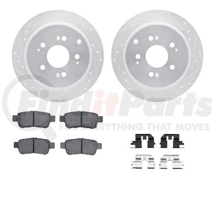 Dynamic Friction Company 7512-59079 Rotors-Drilled & Slotted-Silver w/ 5000 Advanced Brake Pads Incl Hdw