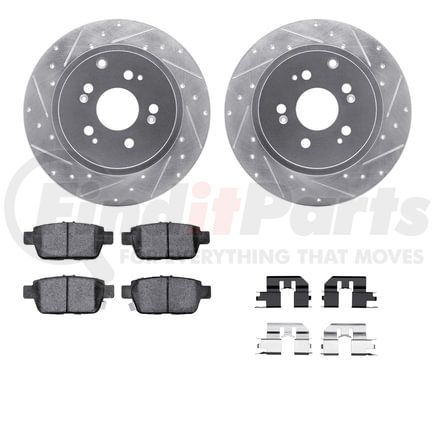 Dynamic Friction Company 7512-59078 Brake Rotor - Dimpled & Slotted - Silver w/5000 Brake Pads & HW Kit