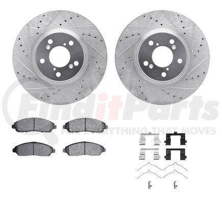 Dynamic Friction Company 7512-59080 Rotors-Drilled & Slotted-Silver w/ 5000 Advanced Brake Pads Incl Hdw