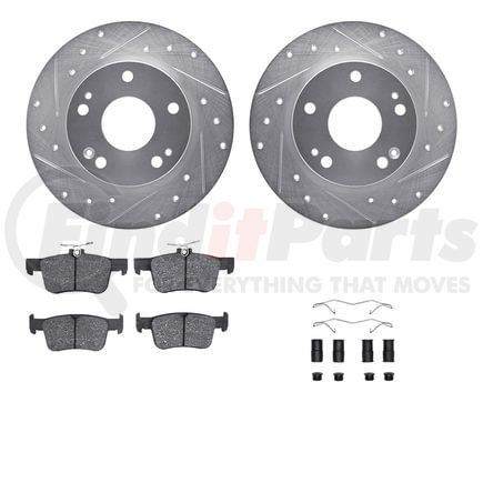 Dynamic Friction Company 7512-59094 Rotors-Drilled & Slotted-Silver w/ 5000 Advanced Brake Pads Incl Hdw