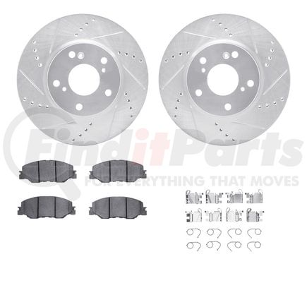 Dynamic Friction Company 7512-59113 Rotors-Drilled & Slotted-Silver w/ 5000 Advanced Brake Pads Incl Hdw