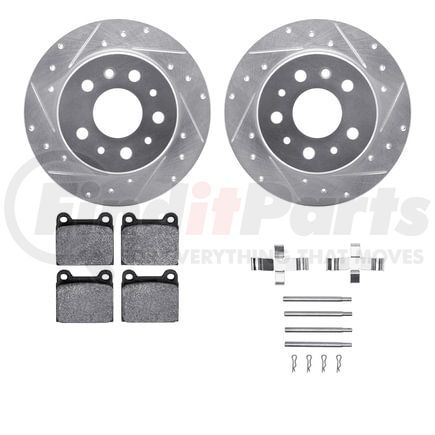 Dynamic Friction Company 7512-63009 Rotors-Drilled & Slotted-Silver w/ 5000 Advanced Brake Pads Incl Hdw