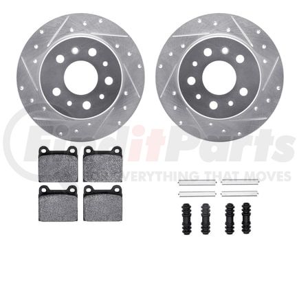 Dynamic Friction Company 7512-63008 Rotors-Drilled & Slotted-Silver w/ 5000 Advanced Brake Pads Incl Hdw
