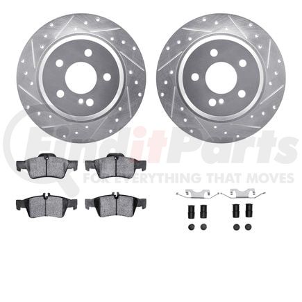 Dynamic Friction Company 7512-63049 Rotors-Drilled & Slotted-Silver w/ 5000 Advanced Brake Pads Incl Hdw
