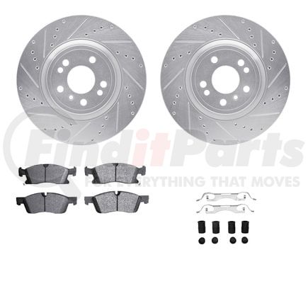 Dynamic Friction Company 7512-63075 Rotors-Drilled & Slotted-Silver w/ 5000 Advanced Brake Pads Incl Hdw