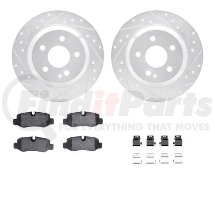 Dynamic Friction Company 7512-63079 Rotors-Drilled & Slotted-Silver w/ 5000 Advanced Brake Pads Incl Hdw