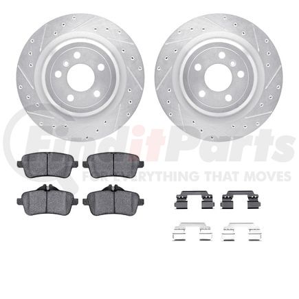 Dynamic Friction Company 7512-63133 Brake Rotor - Drilled & Slotted - Silver w/5000 Brake Pads & HW Kit