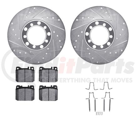 Dynamic Friction Company 7512-63170 Rotors-Drilled & Slotted-Silver w/ 5000 Advanced Brake Pads Incl Hdw