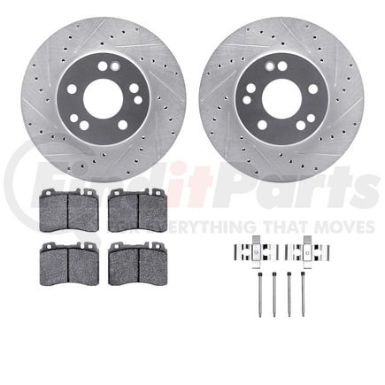 Dynamic Friction Company 7512-63243 Rotors-Drilled & Slotted-Silver w/ 5000 Advanced Brake Pads Incl Hdw