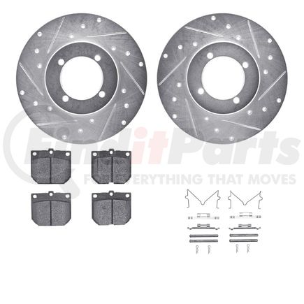 Dynamic Friction Company 7512-67004 Rotors-Drilled & Slotted-Silver w/ 5000 Advanced Brake Pads Incl Hdw