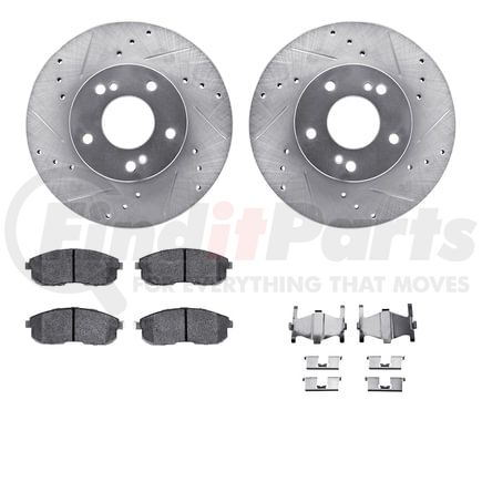 Dynamic Friction Company 7512-67030 Rotors-Drilled & Slotted-Silver w/ 5000 Advanced Brake Pads Incl Hdw