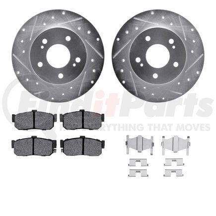 Dynamic Friction Company 7512-67043 Rotors-Drilled & Slotted-Silver w/ 5000 Advanced Brake Pads Incl Hdw