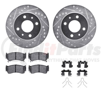 Dynamic Friction Company 7512-67045 Rotors-Drilled & Slotted-Silver w/ 5000 Advanced Brake Pads Incl Hdw