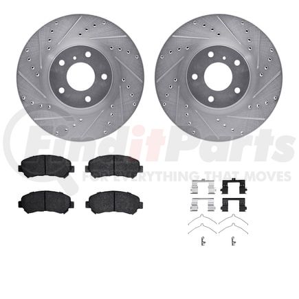 Dynamic Friction Company 7512-67058 Rotors-Drilled & Slotted-Silver w/ 5000 Advanced Brake Pads Incl Hdw