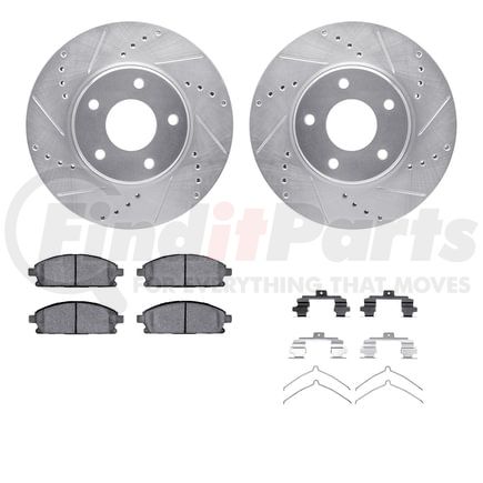 Dynamic Friction Company 7512-67081 Rotors-Drilled & Slotted-Silver w/ 5000 Advanced Brake Pads Incl Hdw