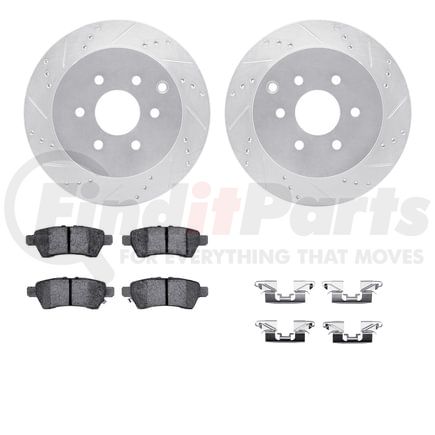 Dynamic Friction Company 7512-67111 Brake Rotor - Dimpled & Slotted - Silver w/5000 Brake Pads & HW Kit