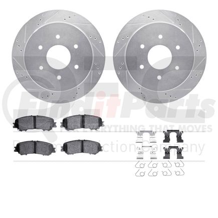 Dynamic Friction Company 7512-67131 Brake Rotor - Dimpled & Slotted - Silver w/5000 Brake Pads & HW Kit