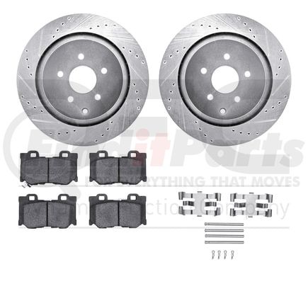 Dynamic Friction Company 7512-68017 Brake Rotor - Dimpled & Slotted - Silver w/5000 Brake Pads & HW Kit