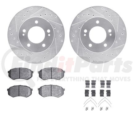 Dynamic Friction Company 7512-72008 Rotors-Drilled & Slotted-Silver w/ 5000 Advanced Brake Pads Incl Hdw