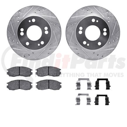 Dynamic Friction Company 7512-72040 Rotors-Drilled & Slotted-Silver w/ 5000 Advanced Brake Pads Incl Hdw