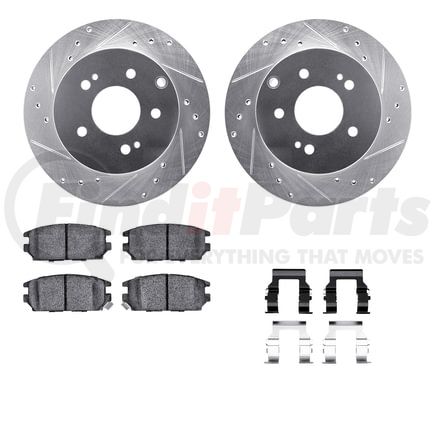 Dynamic Friction Company 7512-72064 Rotors-Drilled & Slotted-Silver w/ 5000 Advanced Brake Pads Incl Hdw