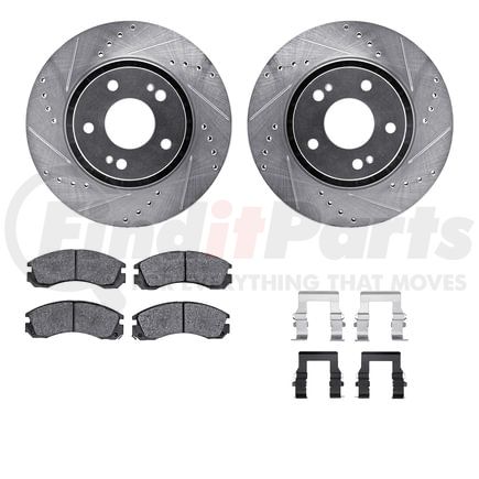 Dynamic Friction Company 7512-72069 Rotors-Drilled & Slotted-Silver w/ 5000 Advanced Brake Pads Incl Hdw