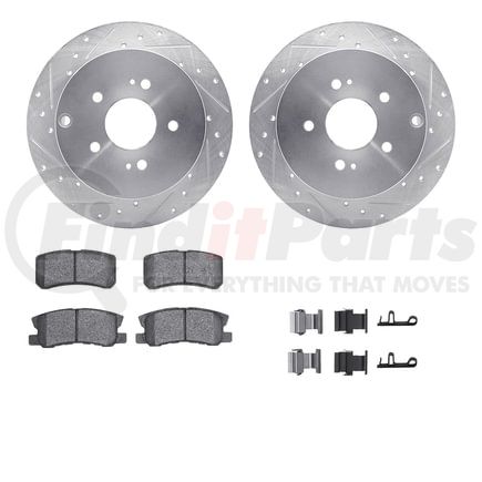 Dynamic Friction Company 7512-72074 Brake Rotor - Dimpled & Slotted - Silver w/5000 Brake Pads & HW Kit