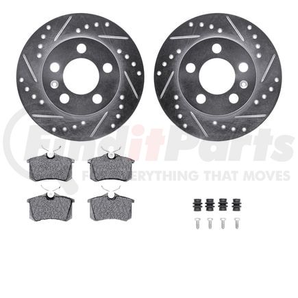 Dynamic Friction Company 7512-73035 Rotors-Drilled & Slotted-Silver w/ 5000 Advanced Brake Pads Incl Hdw