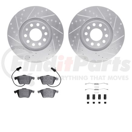 Dynamic Friction Company 7512-73041 Rotors-Drilled & Slotted-Silver w/ 5000 Advanced Brake Pads Incl Hdw