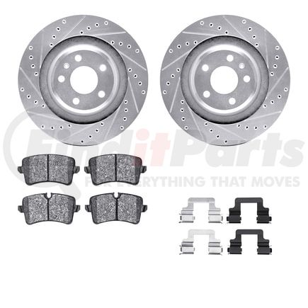 Dynamic Friction Company 7512-73090 Rotors-Drilled & Slotted-Silver w/ 5000 Advanced Brake Pads Incl Hdw