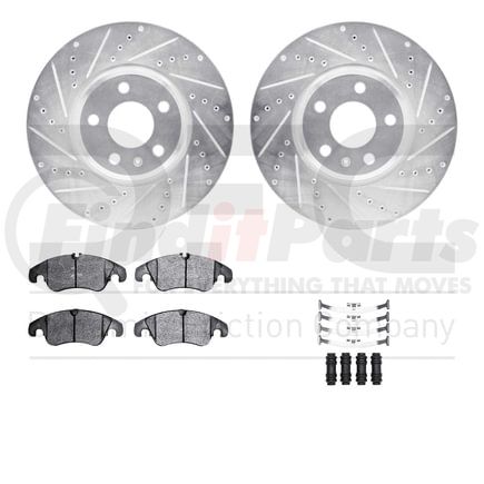 Dynamic Friction Company 7512-73326 Rotors-Drilled & Slotted-Silver w/ 5000 Advanced Brake Pads Incl Hdw