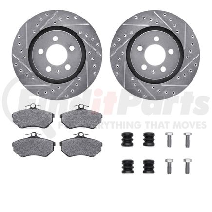 Dynamic Friction Company 7512-74013 Rotors-Drilled & Slotted-Silver w/ 5000 Advanced Brake Pads Incl Hdw