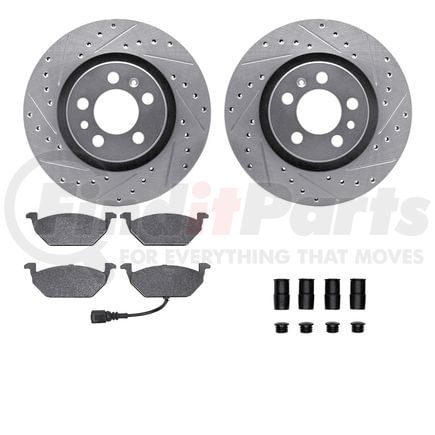 Dynamic Friction Company 7512-74027 Rotors-Drilled & Slotted-Silver w/ 5000 Advanced Brake Pads Incl Hdw
