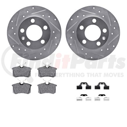Dynamic Friction Company 7512-74032 Rotors-Drilled & Slotted-Silver w/ 5000 Advanced Brake Pads Incl Hdw