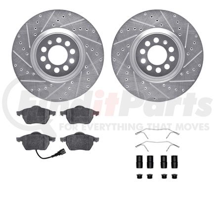 Dynamic Friction Company 7512-74043 Rotors-Drilled & Slotted-Silver w/ 5000 Advanced Brake Pads Incl Hdw