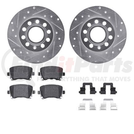 Dynamic Friction Company 7512-74053 Rotors-Drilled & Slotted-Silver w/ 5000 Advanced Brake Pads Incl Hdw