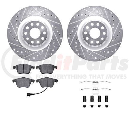 Dynamic Friction Company 7512-74057 Rotors-Drilled & Slotted-Silver w/ 5000 Advanced Brake Pads Incl Hdw