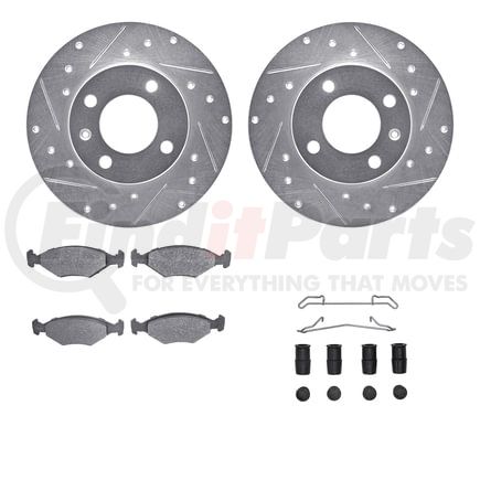 Dynamic Friction Company 7512-74075 Rotors-Drilled & Slotted-Silver w/ 5000 Advanced Brake Pads Incl Hdw