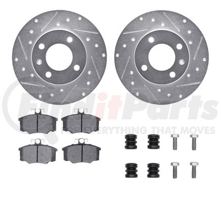 Dynamic Friction Company 7512-74079 Rotors-Drilled & Slotted-Silver w/ 5000 Advanced Brake Pads Incl Hdw
