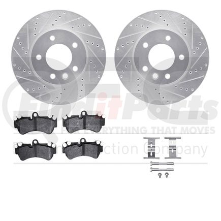 Dynamic Friction Company 7512-74115 Rotors-Drilled & Slotted-Silver w/ 5000 Advanced Brake Pads Incl Hdw